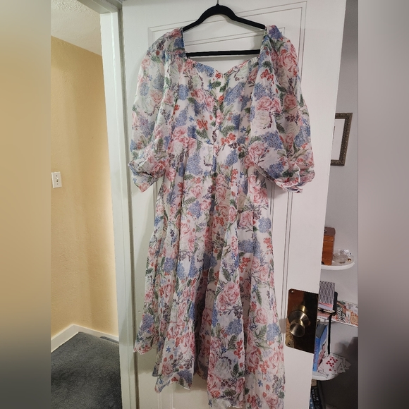 Shein Floral Lantern Sleeve Dress - Picture 9 of 9